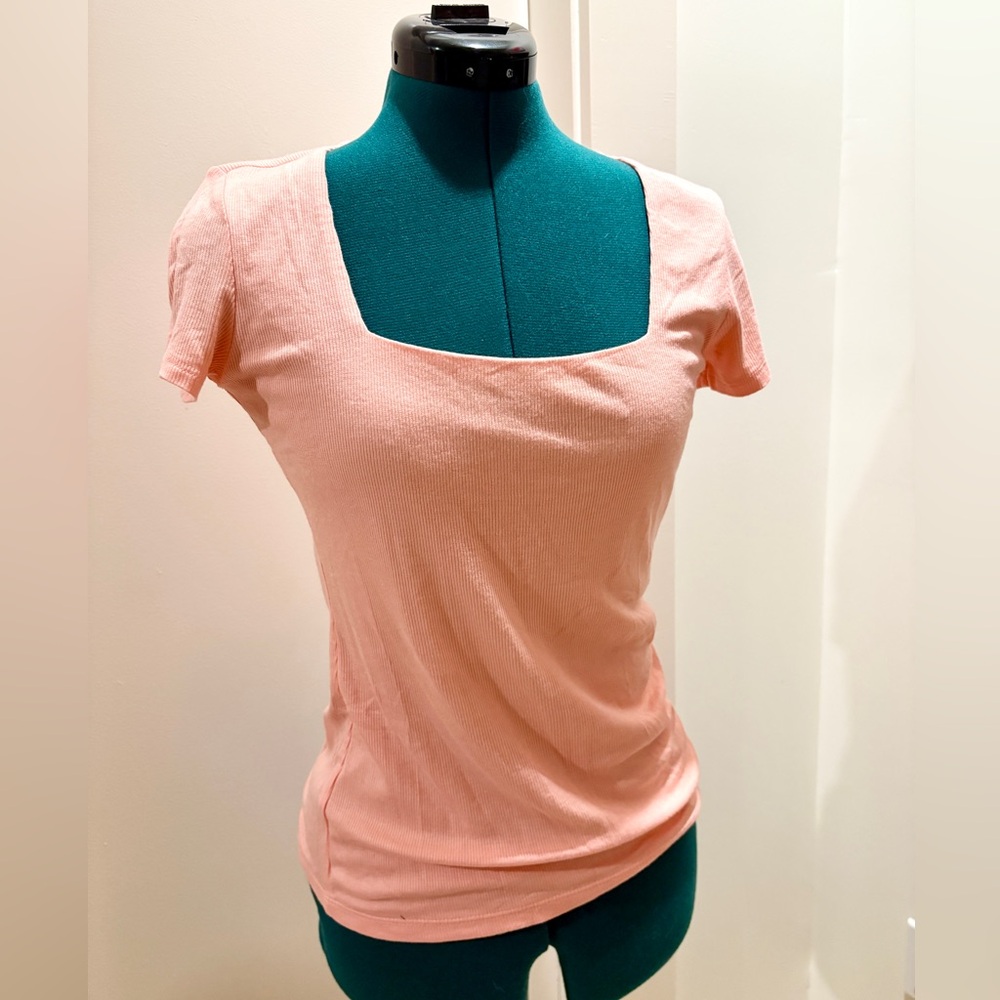 INC International Concepts Peach Ribbed Top